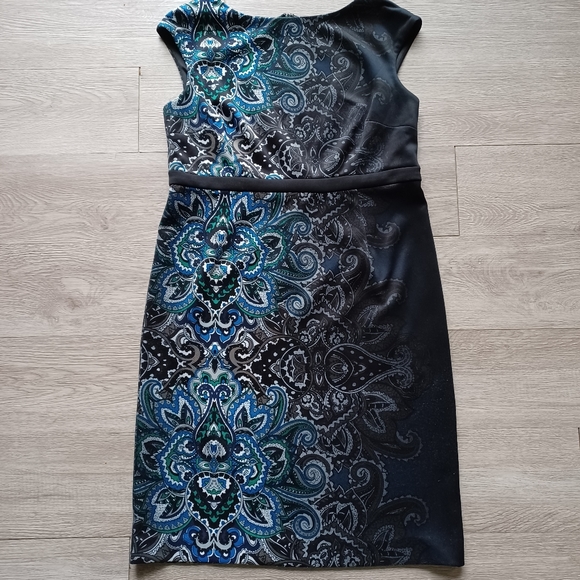 Chico's Sheath Dress Size 6 Blue Fade to Black Paisley - Picture 10 of 11